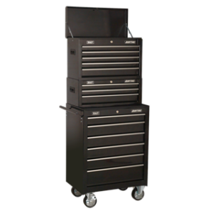 American PRO® Topchest, Mid-Box Tool Chest & Rollcab Stack 14 Drawer - Black