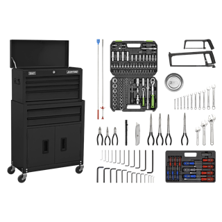 American PRO® Topchest & Rollcab Combination 6 Drawer with 170pc Tool Kit - Black