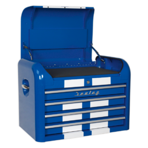 Sealey Premier™ Retro Style Topchest 4 Drawer - Blue with White Stripes