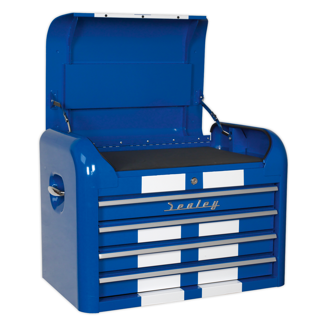 Sealey Premier™ Retro Style Topchest 4 Drawer - Blue with White Stripes